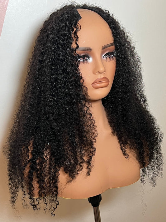 4B/4C Kinky Curly V Part/U Part/Half Wig